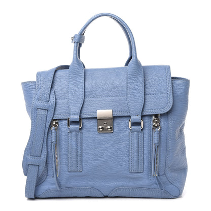 3.1 Phillip Lim 3.1 Textured Calfskin Medium Pashli Satchel Light Blue 1 of 13