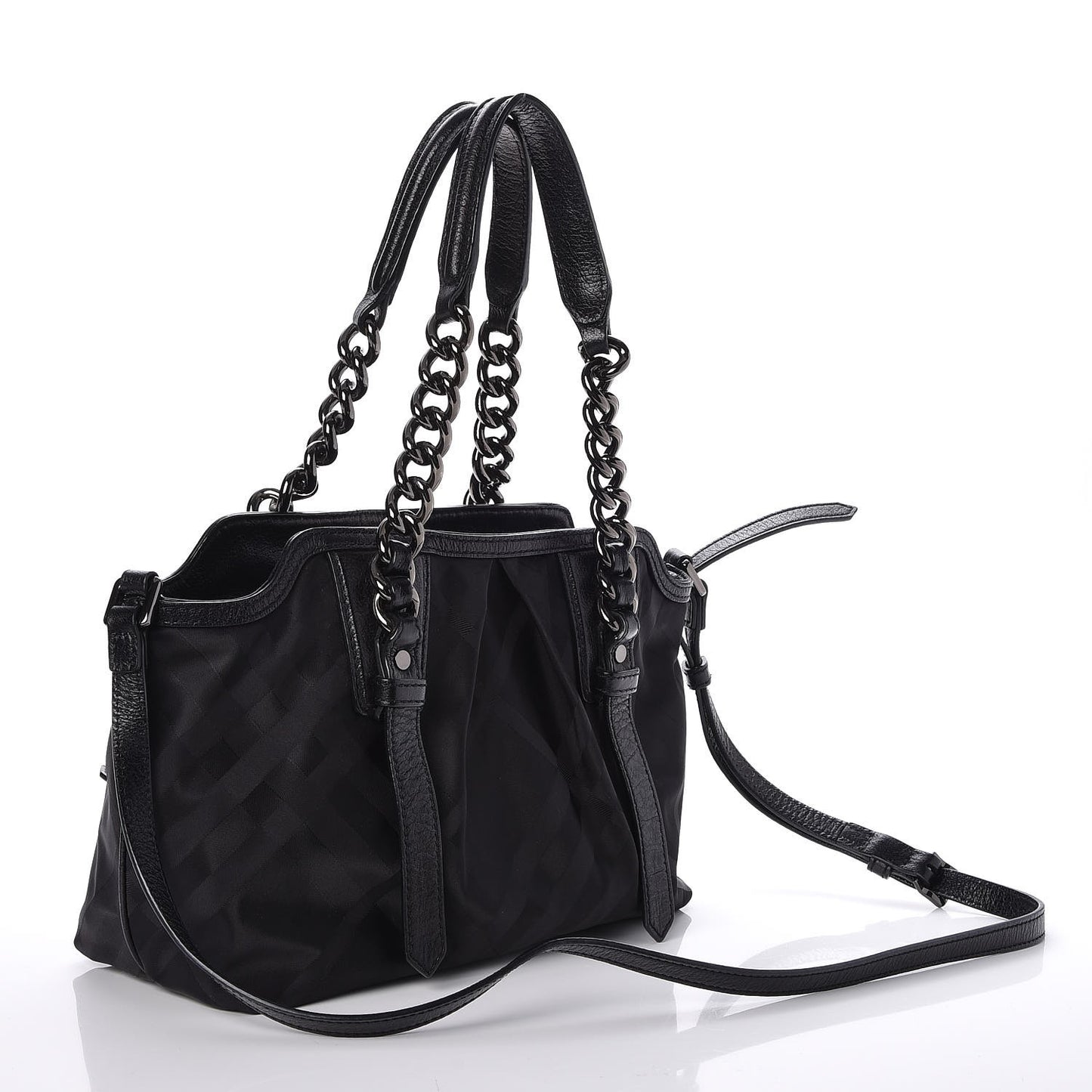 Nylon Tonal Check Torbitt Tote Black