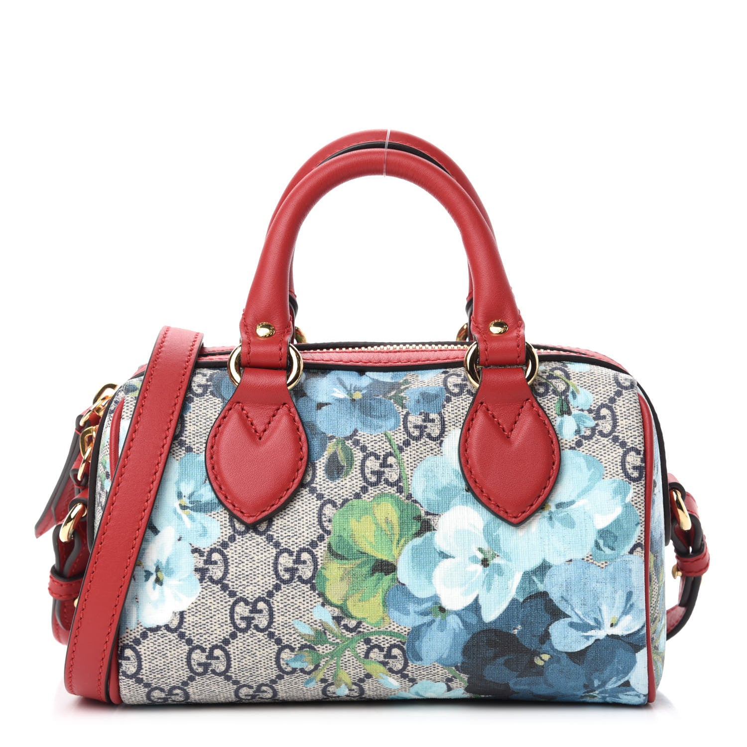 Gucci GG Supreme Monogram Blooms Mini Boston Navy Blue Hibiscus 1 of 10