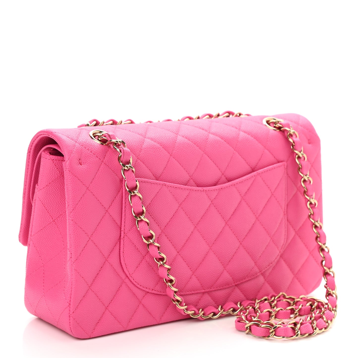 Caviar Quilted Medium Double Flap Dark Pink