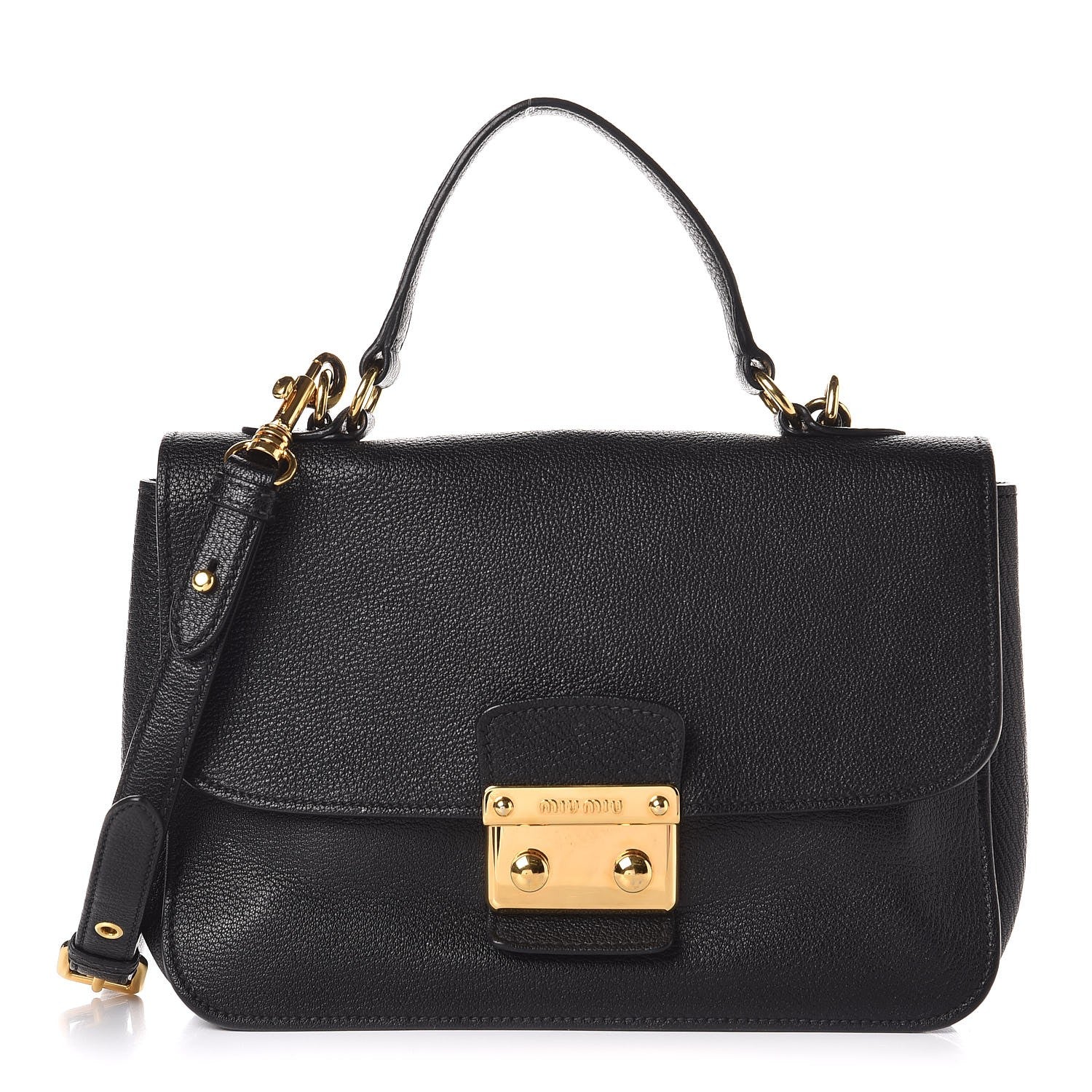 Miu Miu Goatskin Madras Shoulder Bag Black 1 of 7