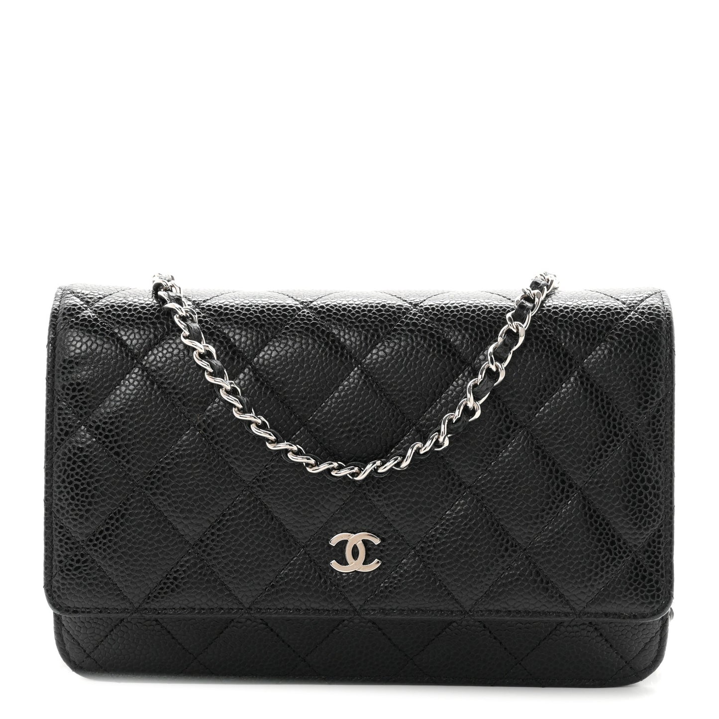Caviar Quilted Wallet on Chain WOC Black