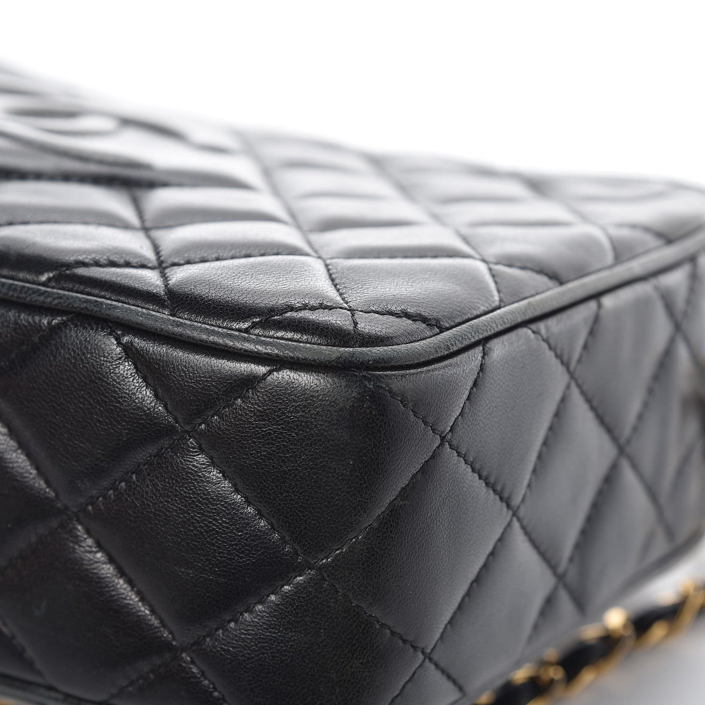 Lambskin Quilted CC Tassel Camera Case Black