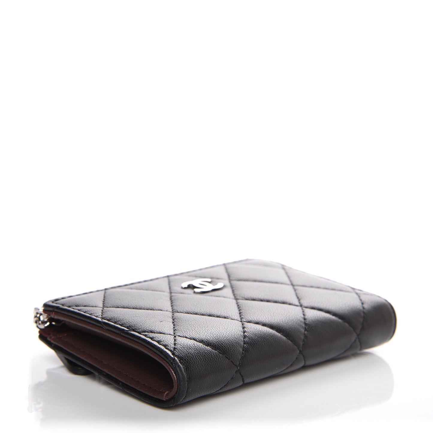 Lambskin Quilted Key Holder Case Black