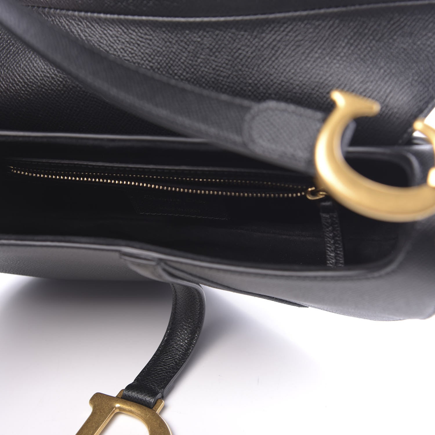 Christian Dior Grained Calfskin Saddle Bag Black 5 of 11