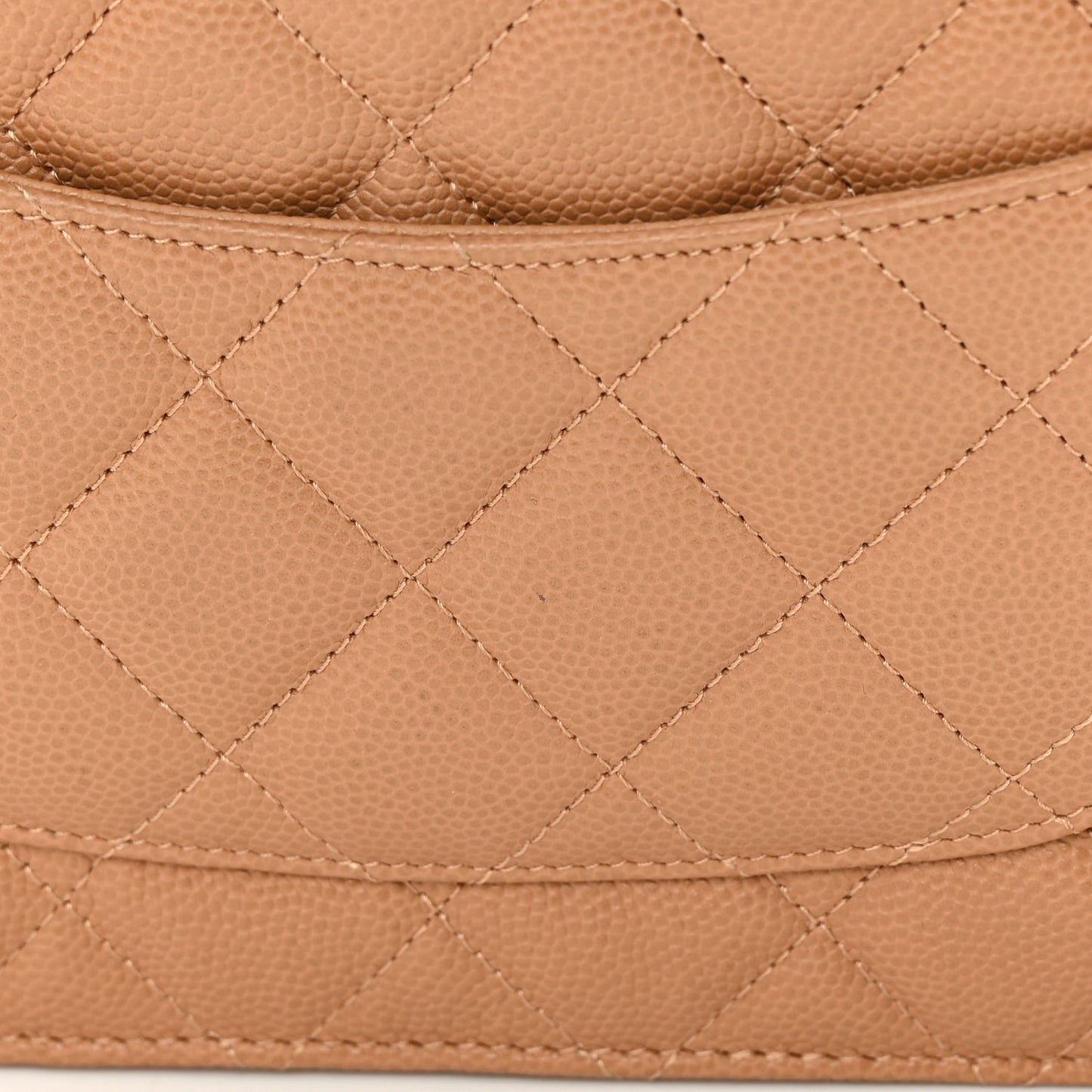 Caviar Quilted Wallet on Chain WOC Dark Beige