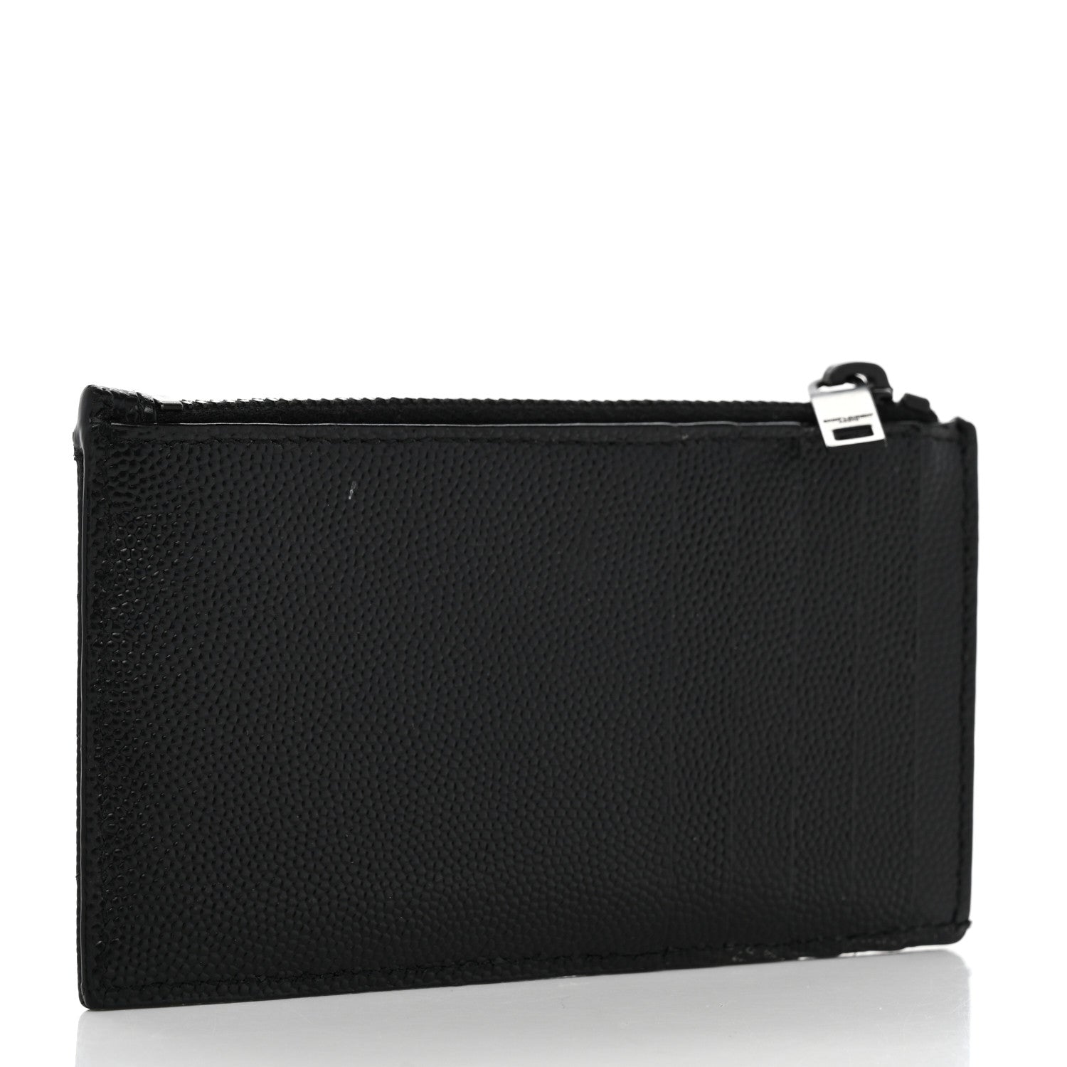 Saint Laurent Monogram Grain de Poudre 5 Fragments Zip Pouch Card Holder Black 3 of 8