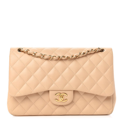 Chanel Lambskin Quilted Jumbo Double Flap Beige 1 of 13