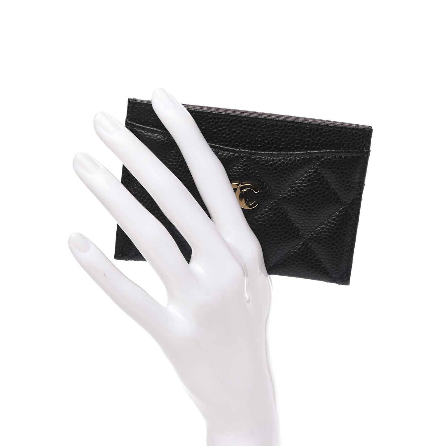 Caviar Quilted Card Holder Black