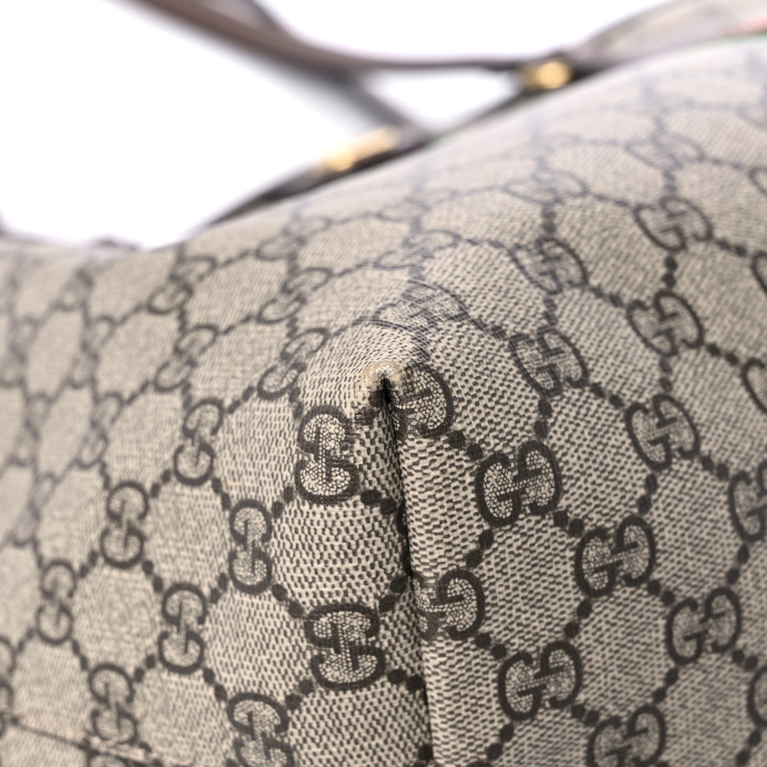 Gucci GG Supreme Monogram Textured Calfskin Web Medium Ophidia Shopping Tote Beige Ebony New Acero 9 of 13