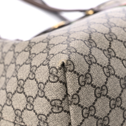 Gucci GG Supreme Monogram Textured Calfskin Web Medium Ophidia Shopping Tote Beige Ebony New Acero 9 of 13