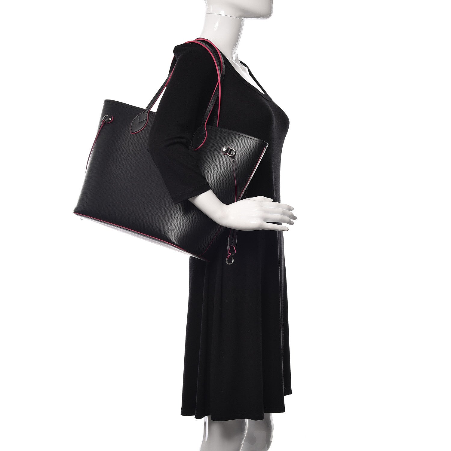 Louis Vuitton Epi Neverfull MM Black Hot Pink 2 of 12