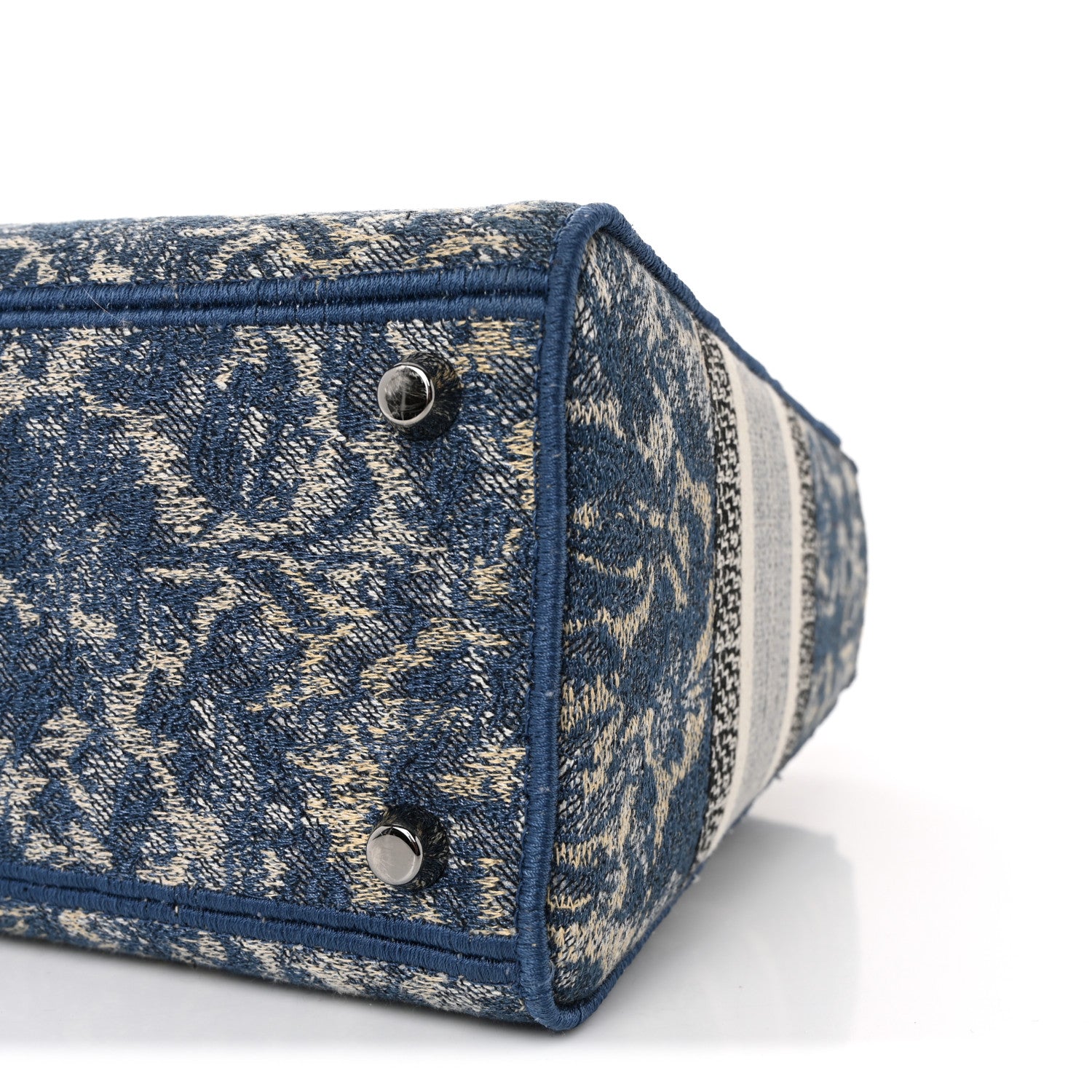 Christian Dior Canvas Embroidered Brocart Medium Lady D-Lite Blue 9 of 9