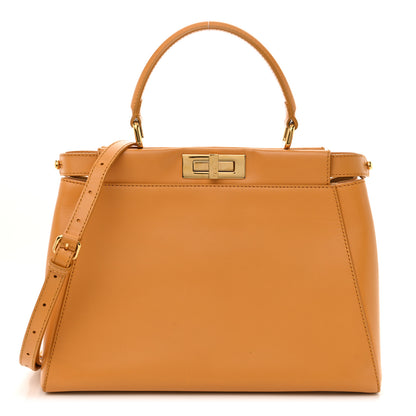 Fendi Vitello Morgan Beaded Medium Peekaboo Iconic Satchel Oro Soft 1 of 12
