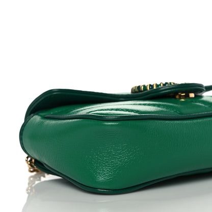 Gucci Azalea Calfskin Enamel Matelasse Diagonal Super Mini Torchon GG Marmont Shoulder Bag New Shamarock Emerald 9 of 11