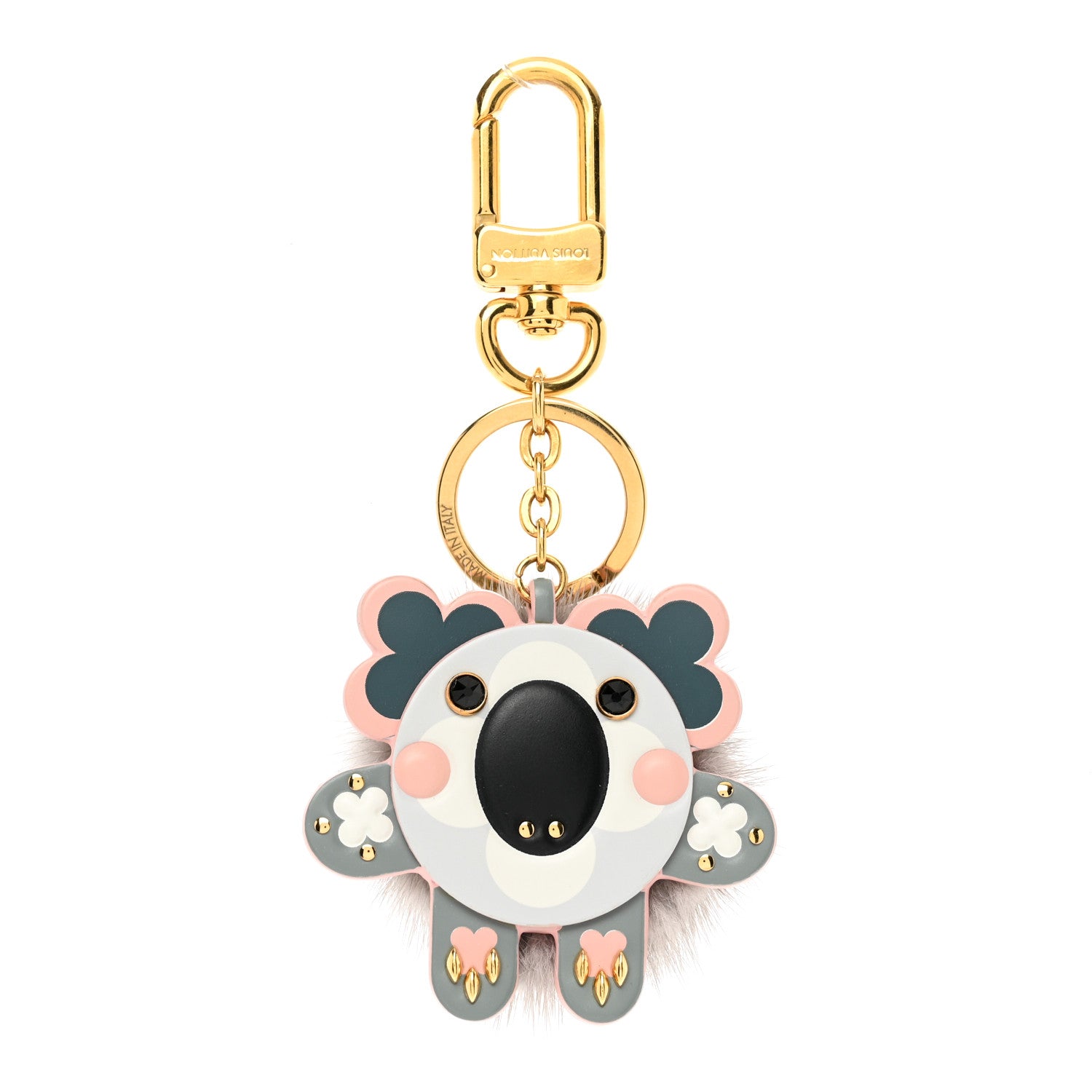 Louis Vuitton Calfskin Mink Fur Wild Koala Bag Charm Key Holder Rose Clair 1 of 3
