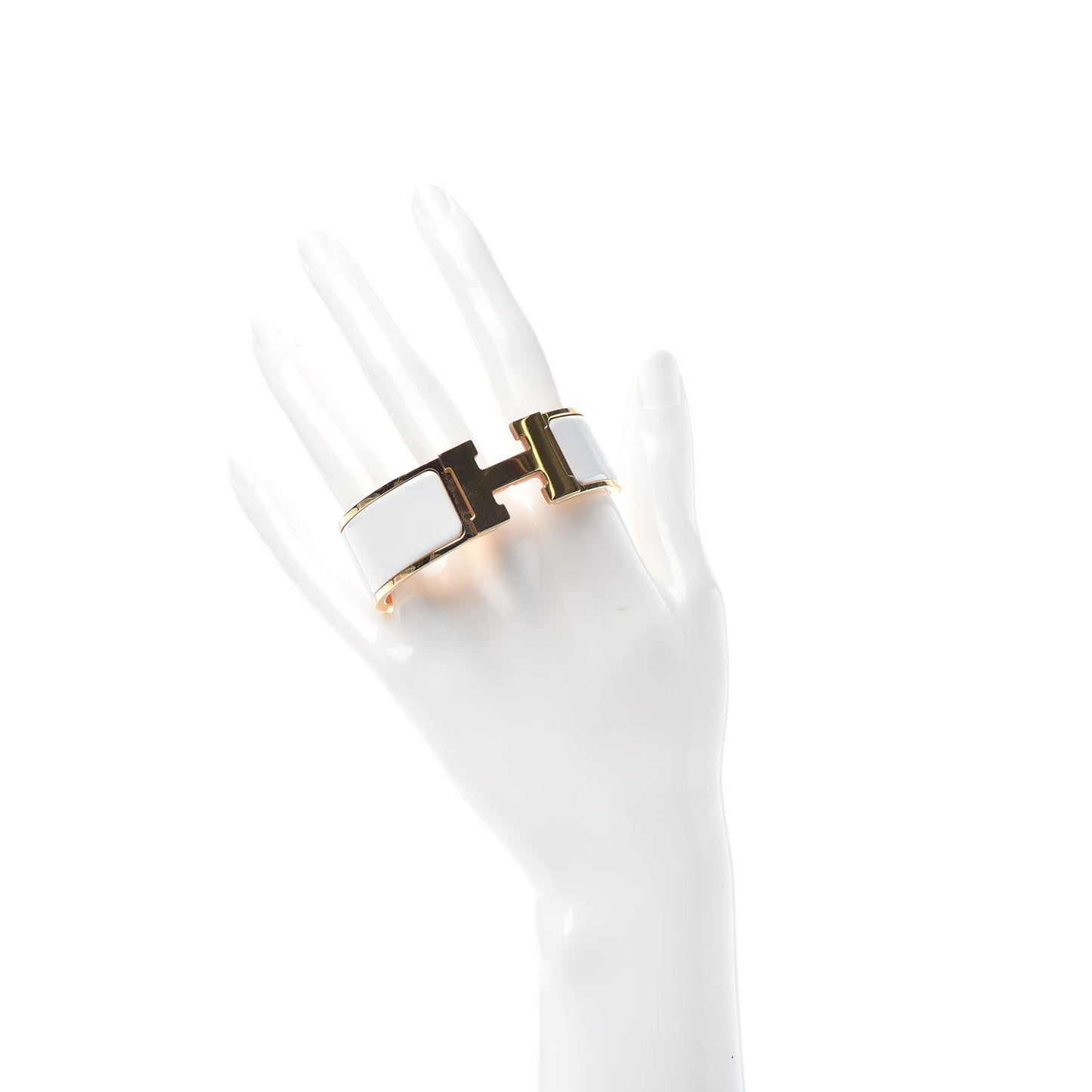 Enamel Wide Clic Clac H Bracelet PM White