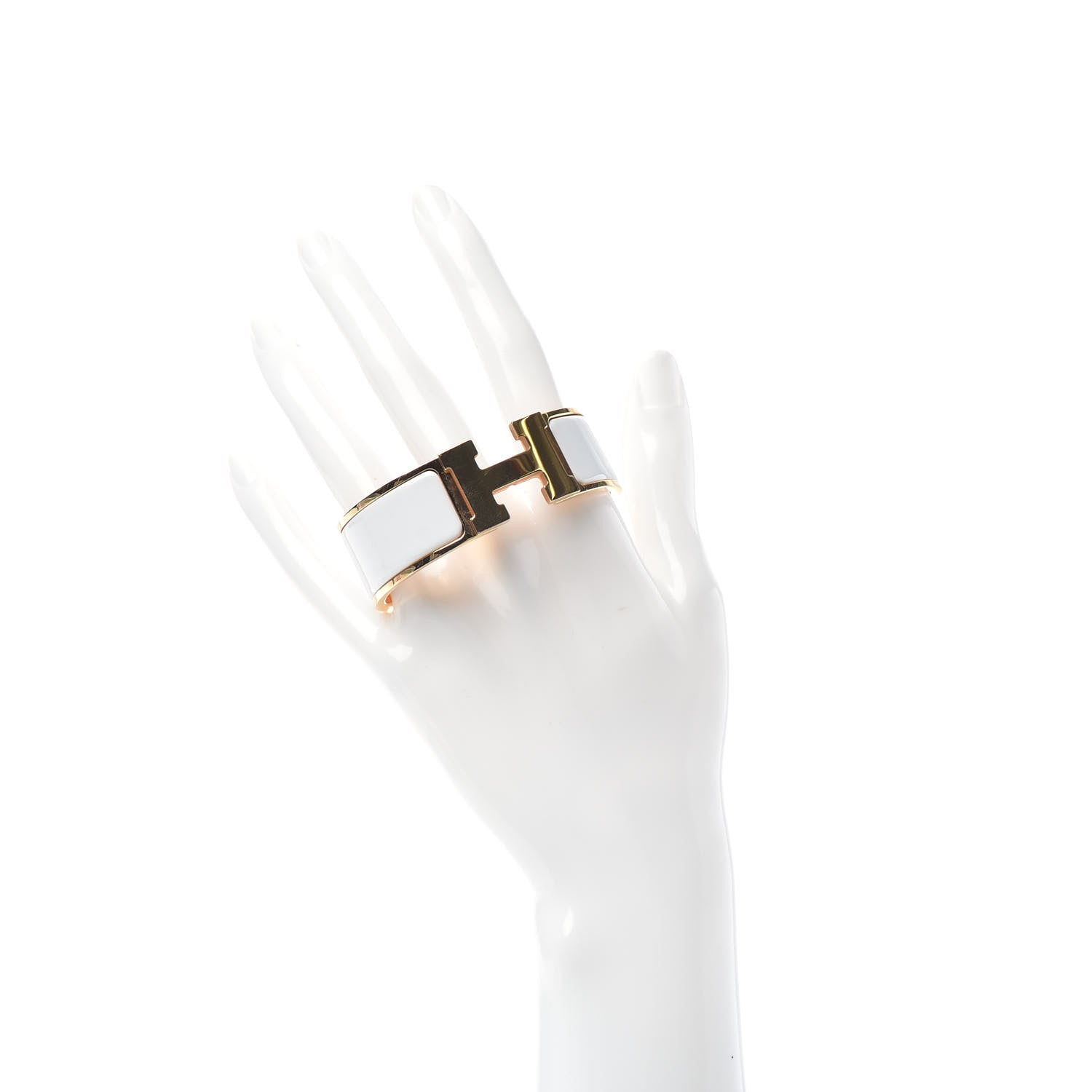 Hermes Enamel Wide Clic Clac H Bracelet PM White 2 of 4