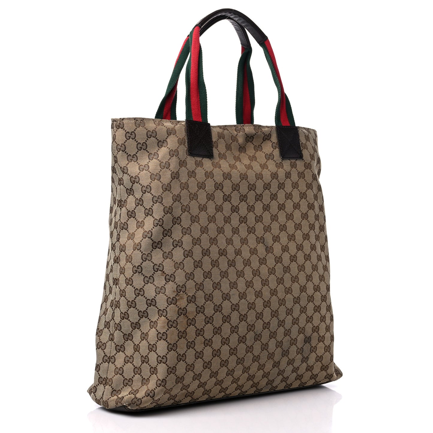 GG Monogram Large Web Handle Vertical Tote Dark Brown