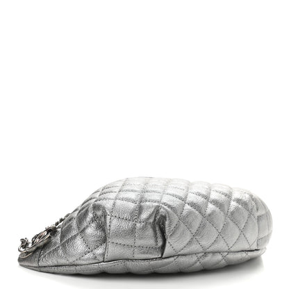 Chanel Metallic Calfskin Quilted Banane Waist Bag Fanny Pack Dark Silver 4 of 10