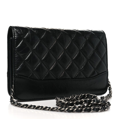 Chanel Aged Calfskin Quilted Gabrielle Wallet On Chain WOC Black 3 of 11
