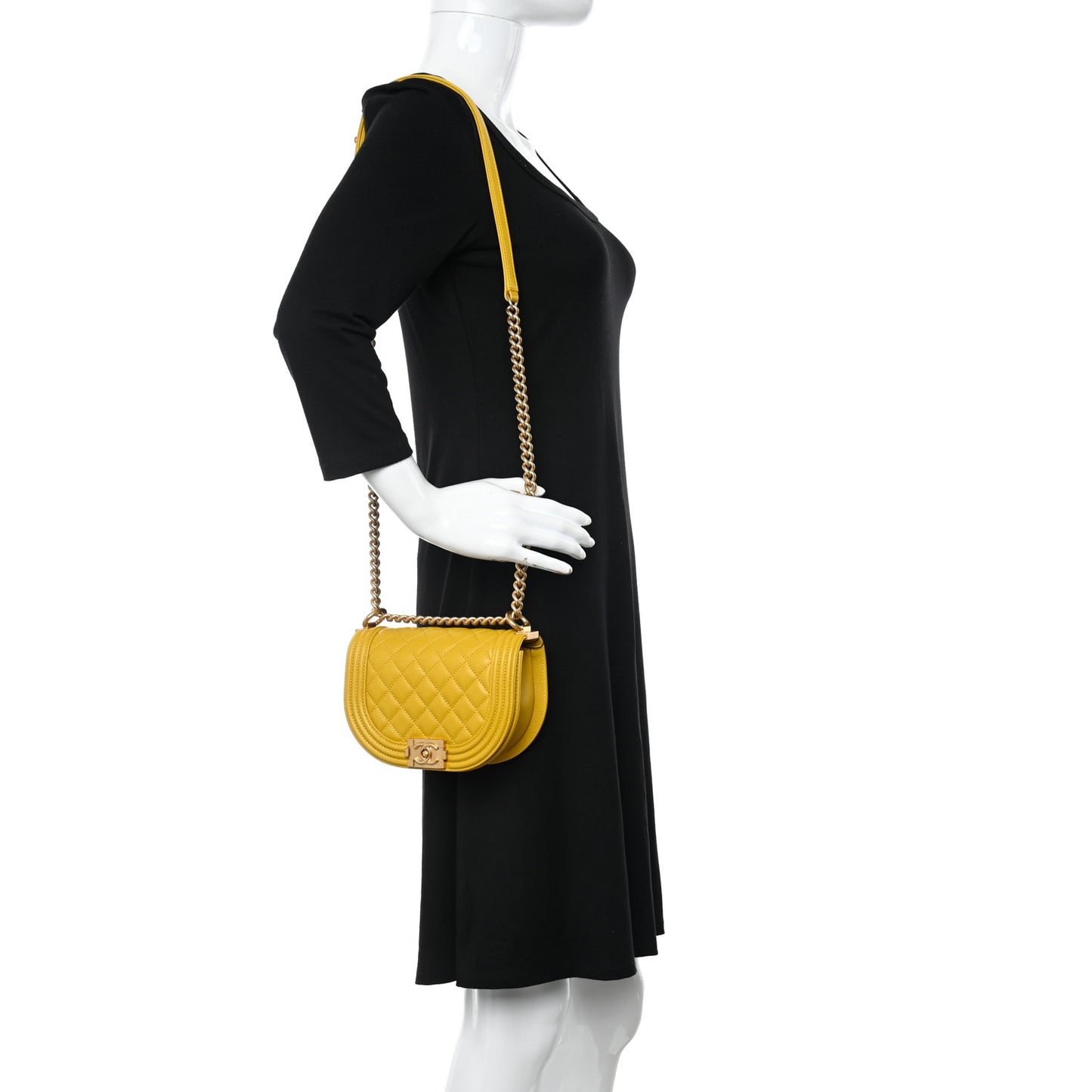 Caviar Quilted Small Boy Messenger Bag Yellow