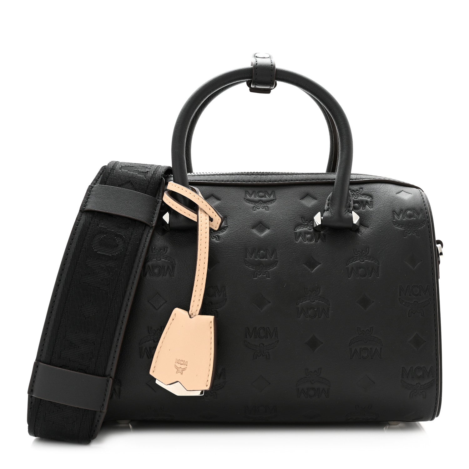 MCM Calfskin Ottomar Monogram Essential Boston Bag Black 1 of 10