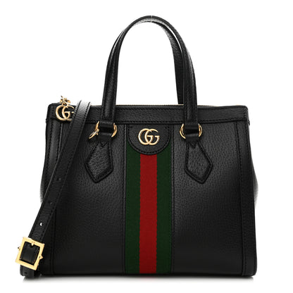 Gucci Textured Calfskin Web Small Ophidia Tote Bag Black 1 of 13