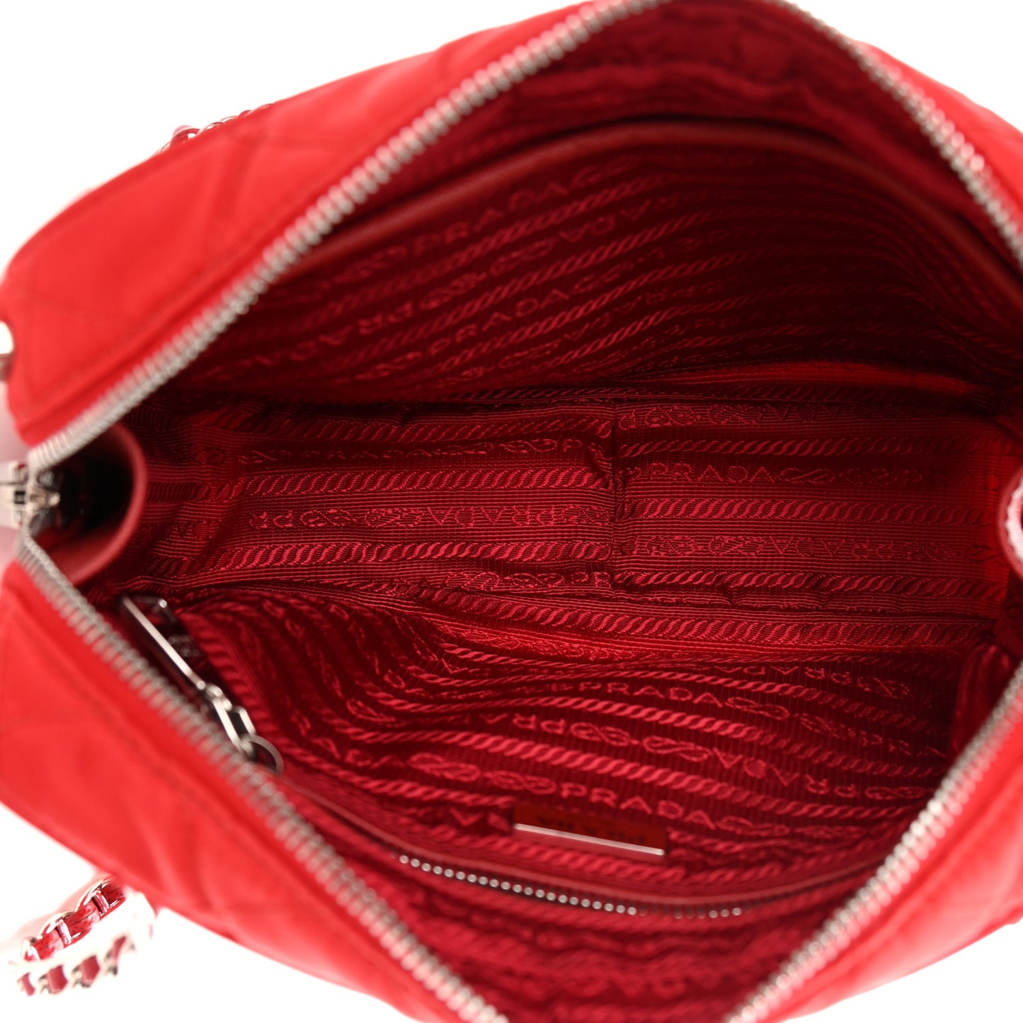 Nylon Tessuto Impuntu Quilted Crossbody Bag Rosso