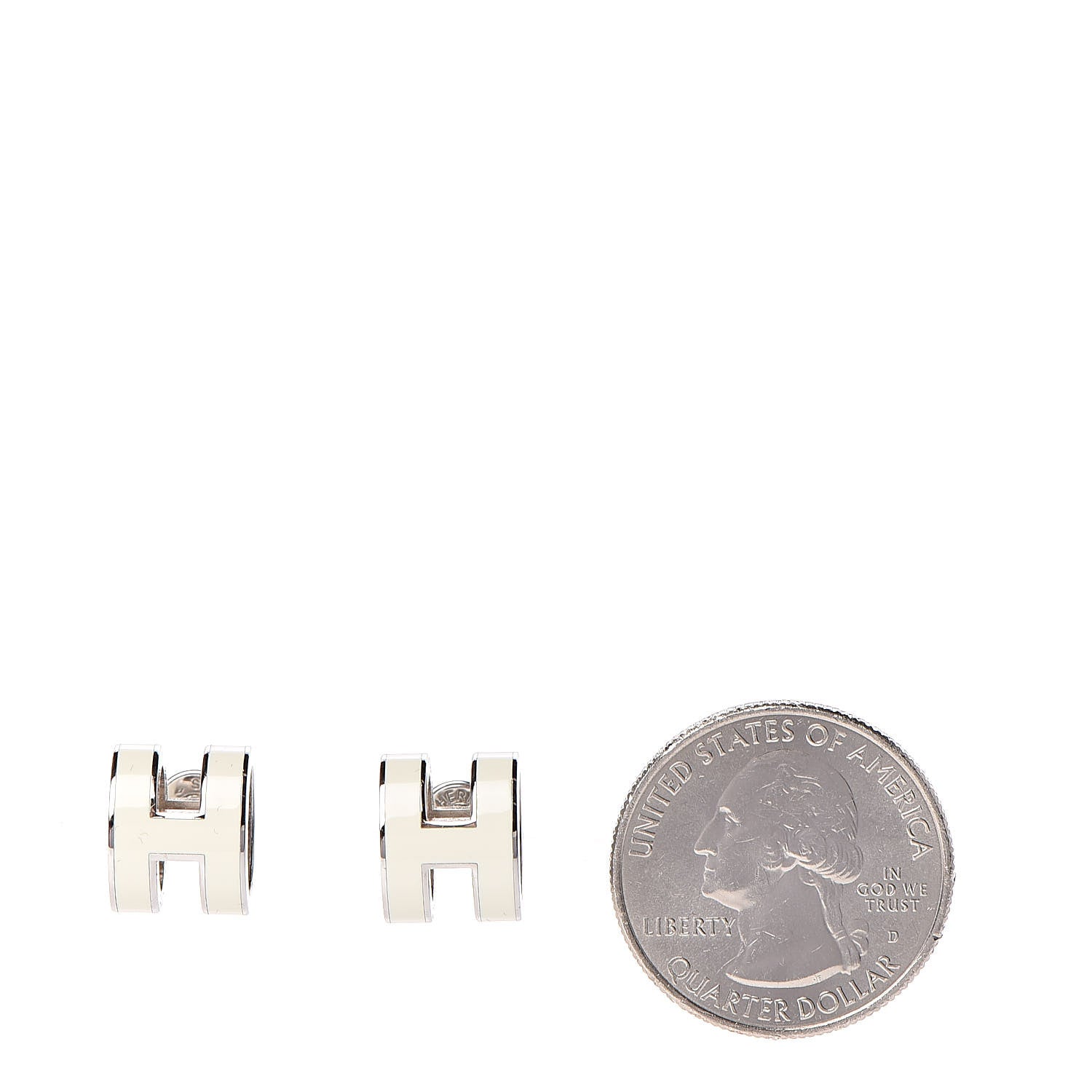 Hermes Palladium Lacquered Pop H Earrings Ecru 2 of 5
