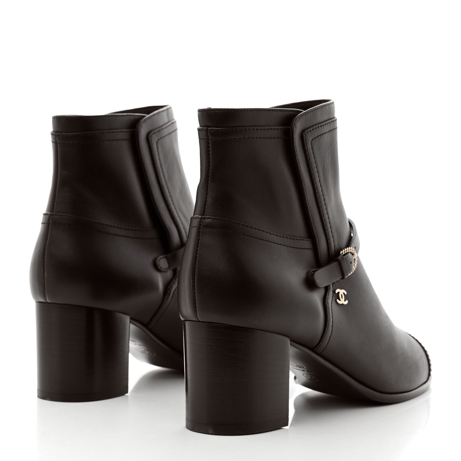 Chanel Calfskin CC Buckle Short Boots 40.5 Brown 4 of 9