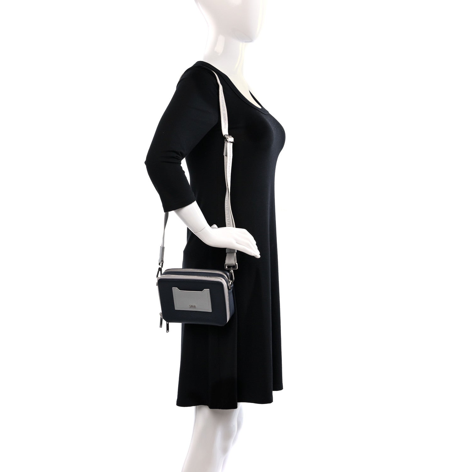 Christian Dior Calfskin Double Zip Crossbody Blue Grey 2 of 8