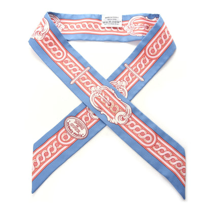 Hermes Silk Bride De Cour Twilly Blue Jean Rose White 1 of 3