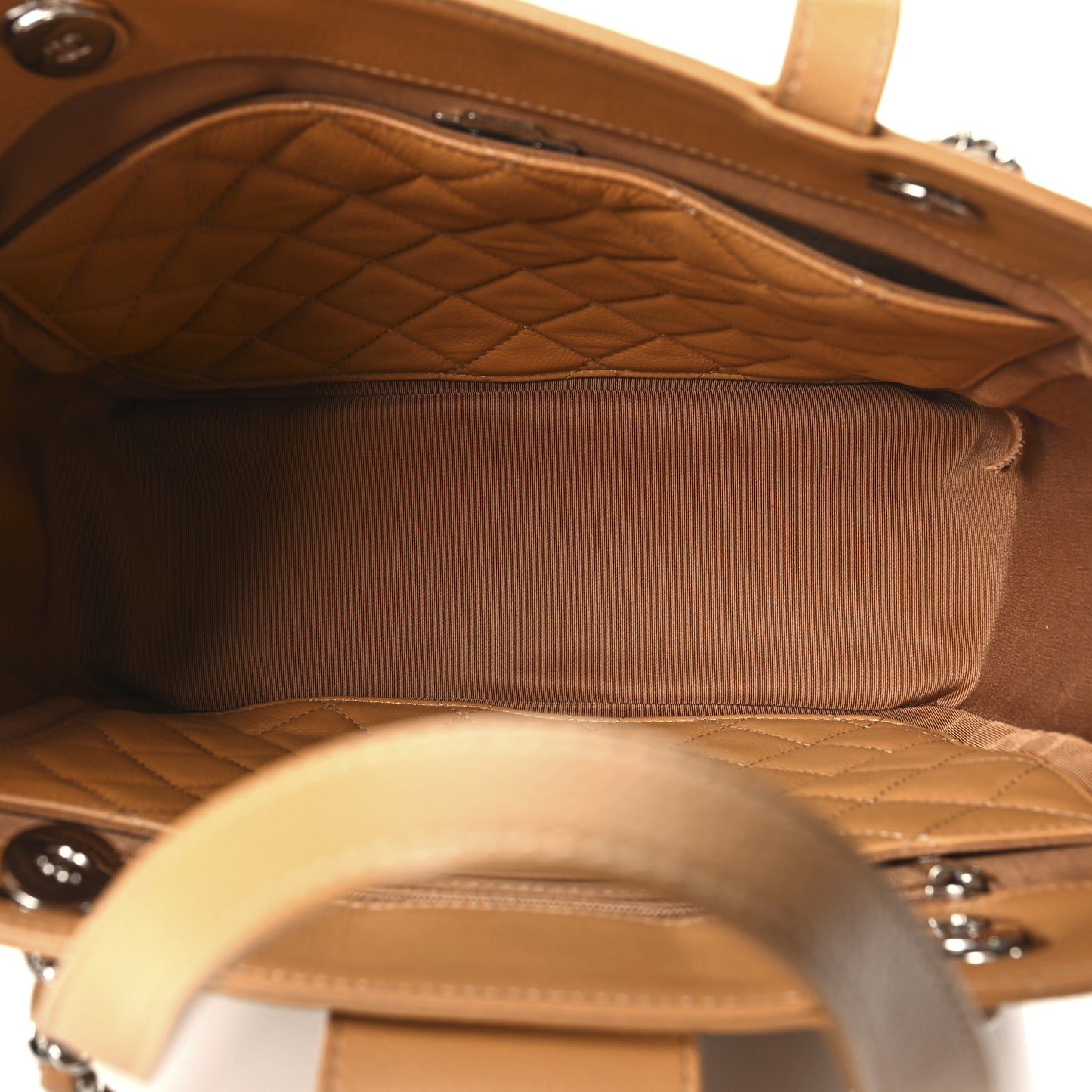 Caviar Quilted Small CC Box Shopping Tote Camel