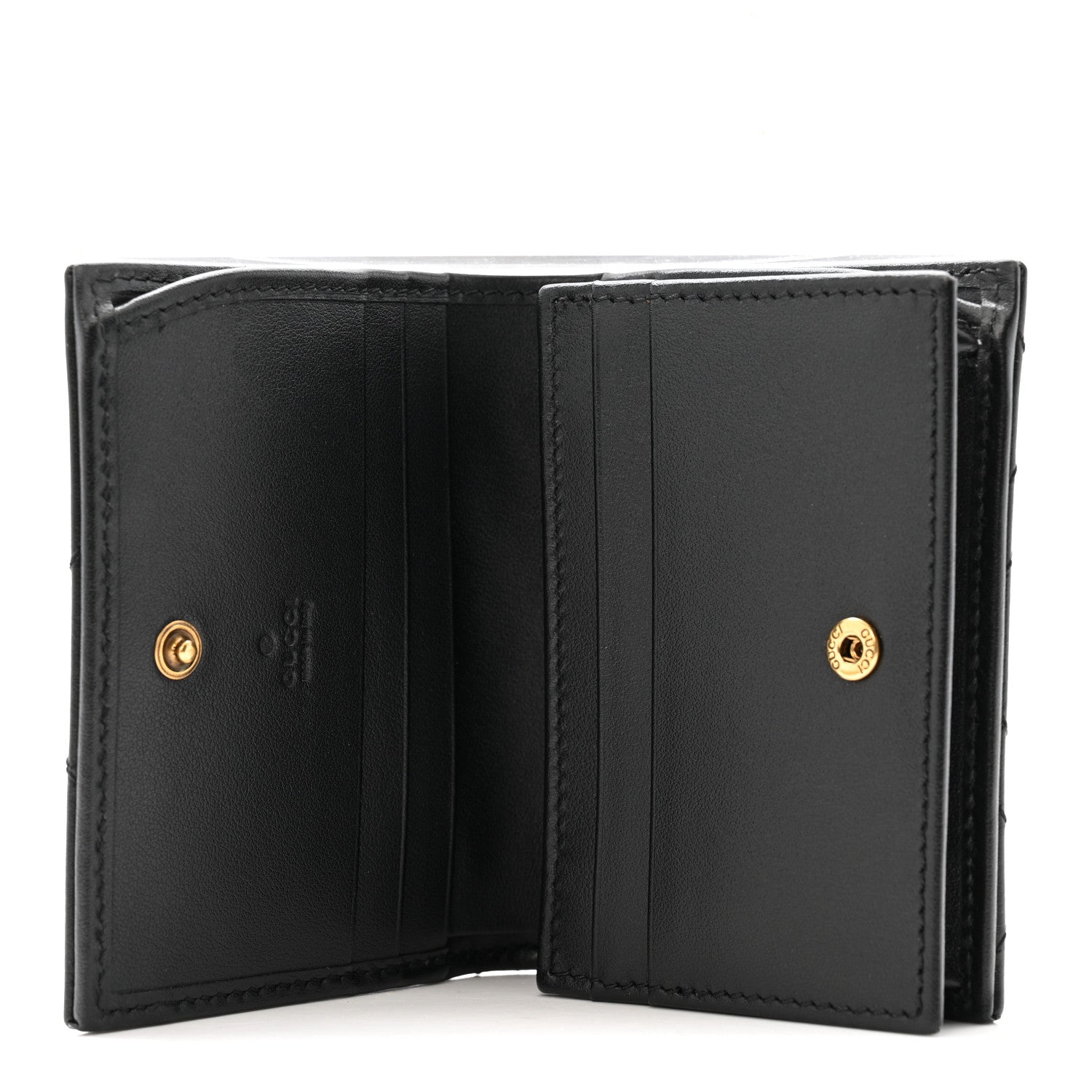 Gucci ブラックレザー ケース Gucci Calfskin Matelasse GG Marmont Card Case Wallet Black 1875730