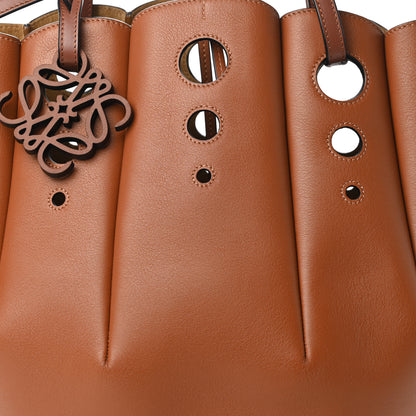 Loewe Calfskin Perforated Small Shell Tote Tan 7 of 12