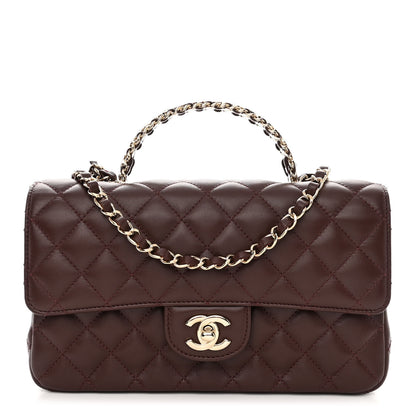 Chanel Lambskin Quilted Medium Crystal Top Handle Rectangular Flap Brown 1 of 11