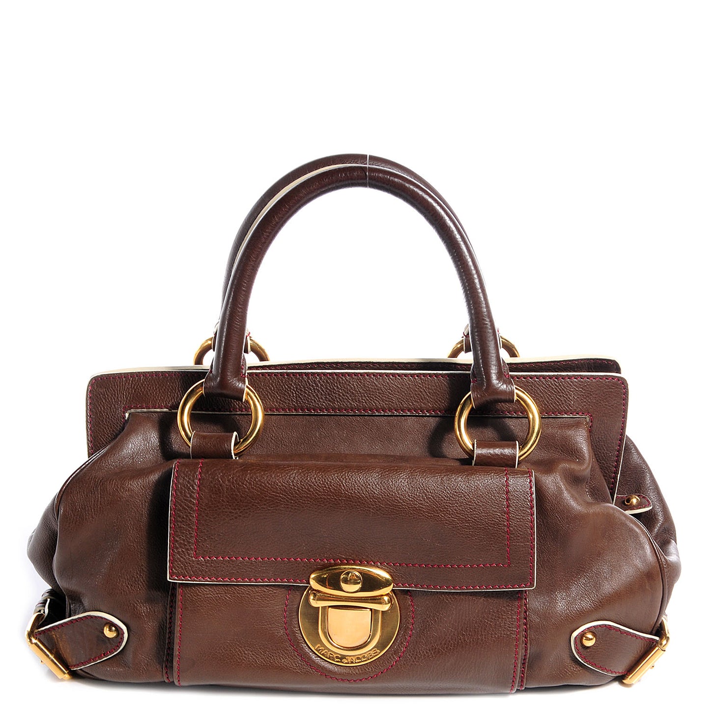 Leather Front Pocket Satchel Taupe