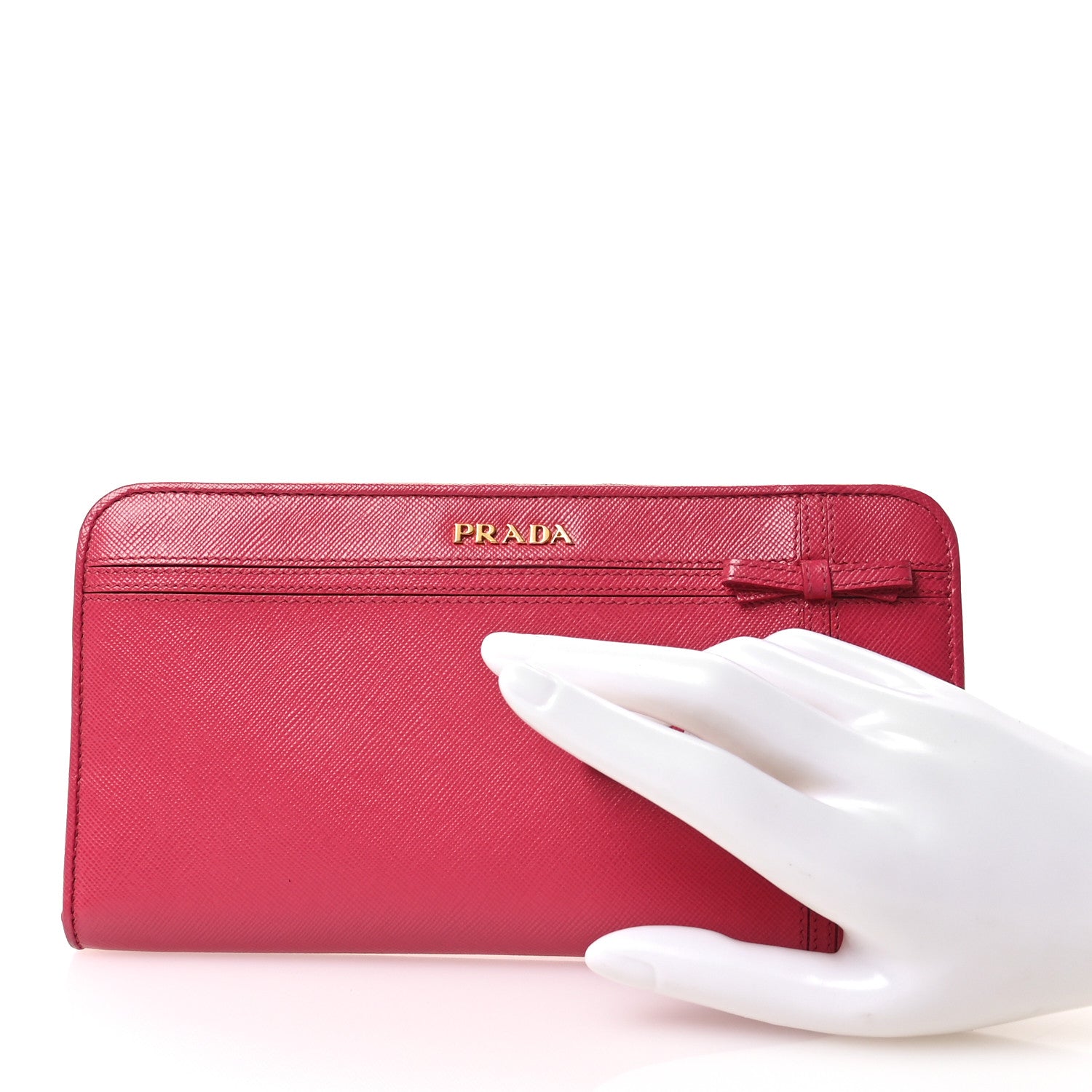 Prada Saffiano Continental Double Snap Wallet  Peonia 2 of 8