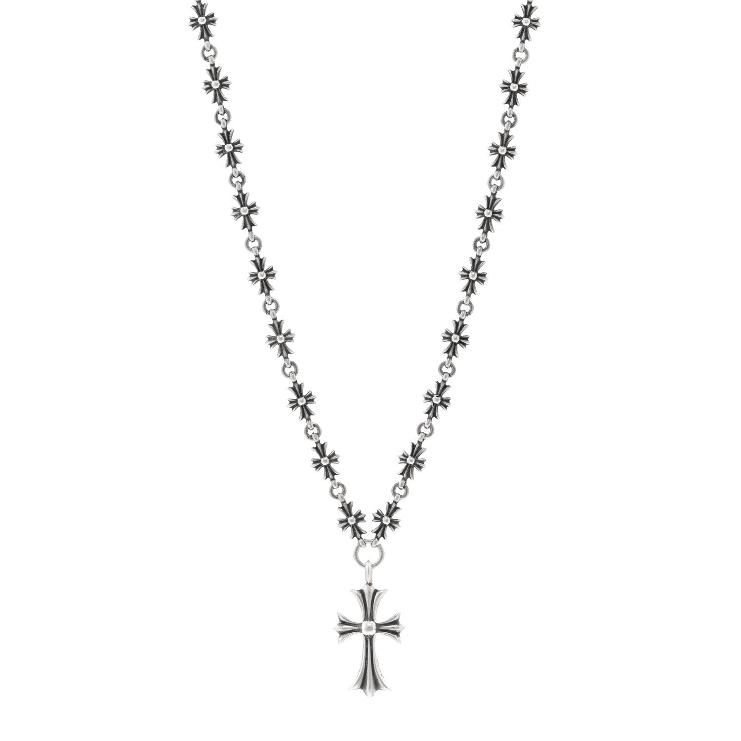 Chrome Hearts Sterling Silver Cross Pendant Tiny Cross Chain Necklace 1 of 4