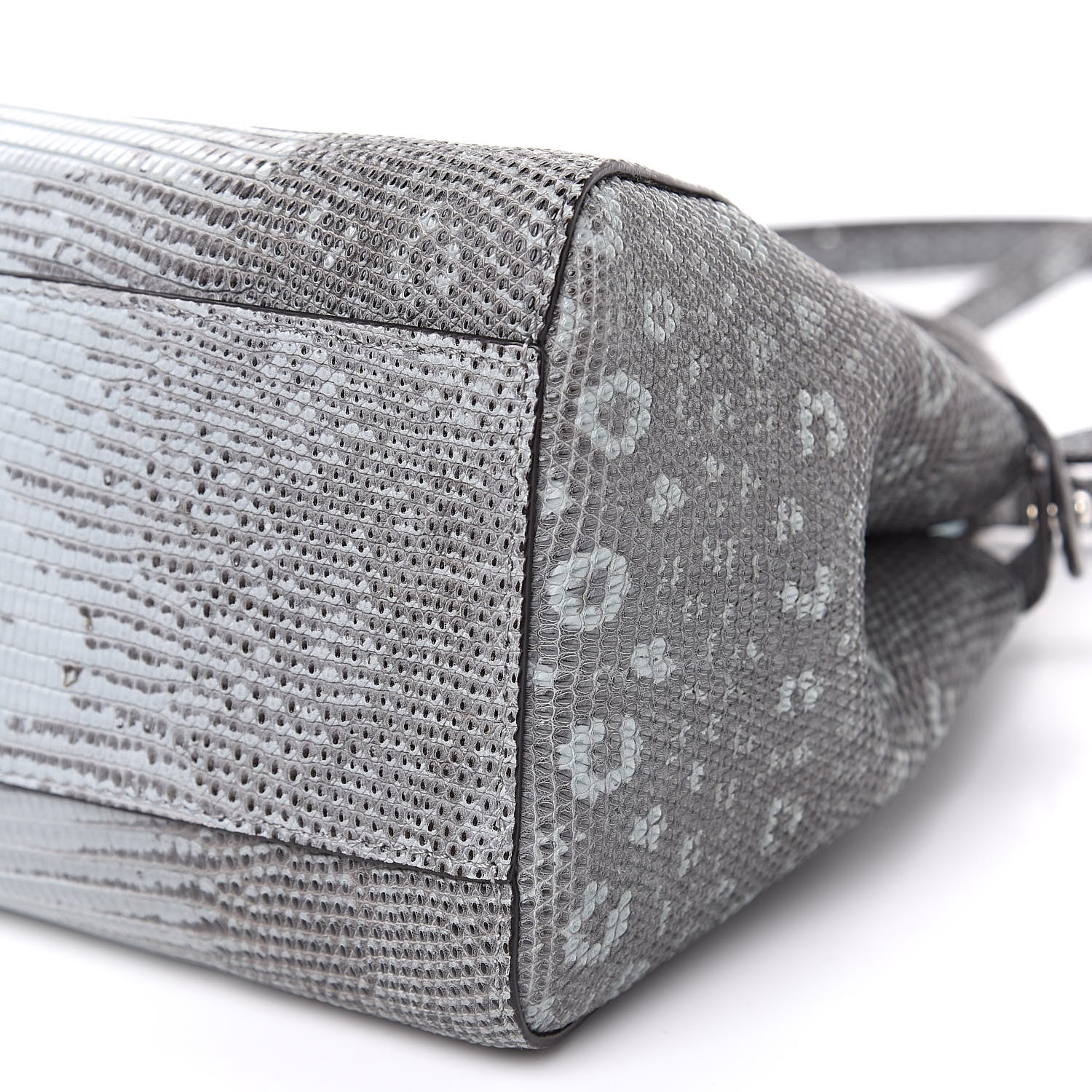 Fendi Lizard Togo Shiny Nappa Mini Peekaboo Iconic Satchel Pale Blue 10 of 11