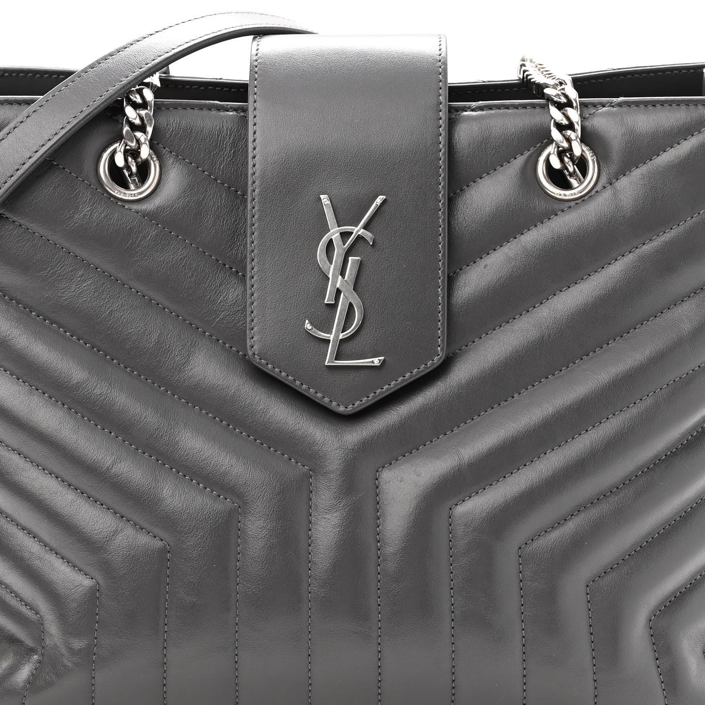 Calfskin Y Quilted Monogram Large Loulou Shopper Storm