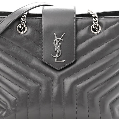 Saint Laurent Calfskin Y Quilted Monogram Large Loulou Shopper Storm 7 of 11