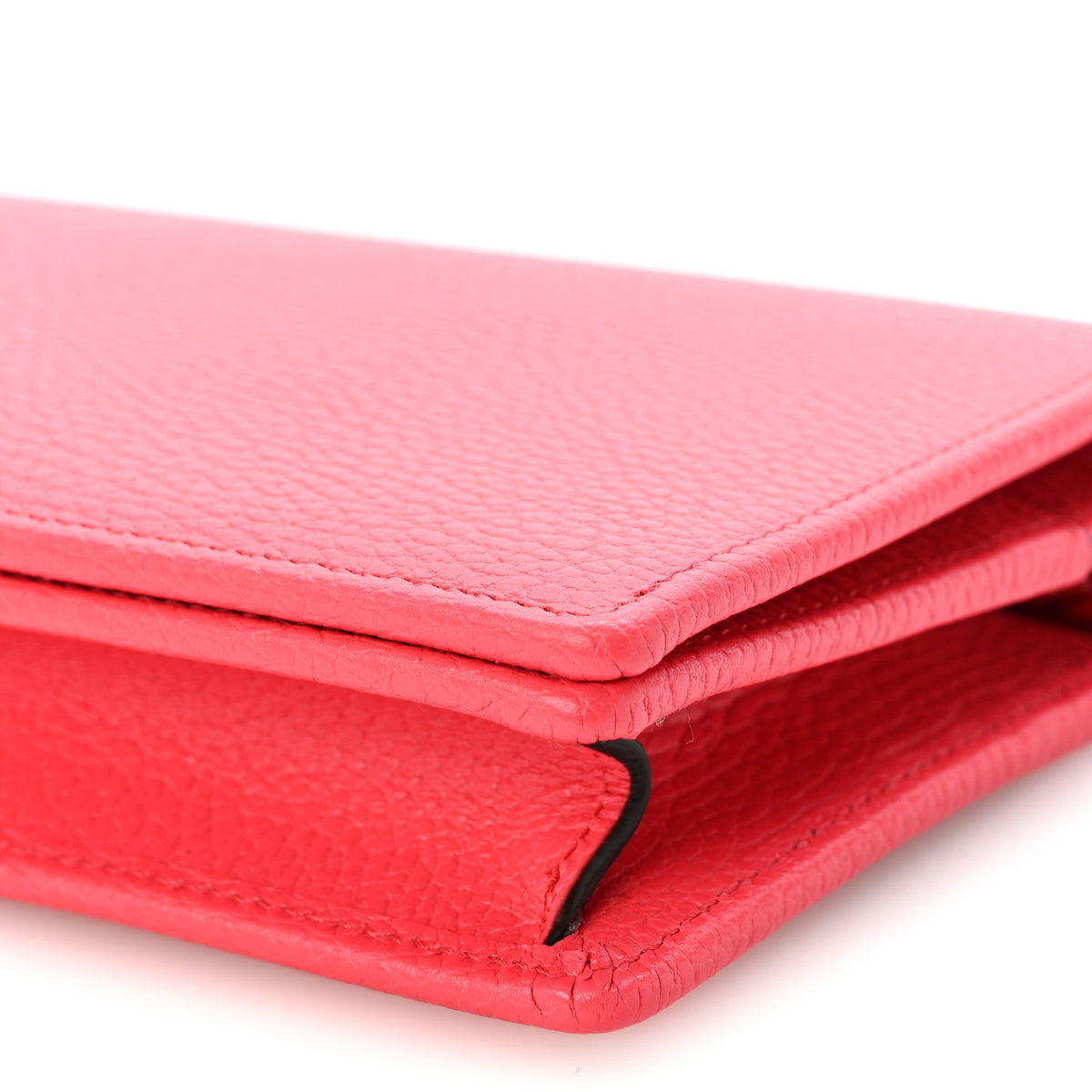 Gucci Dollar Calfskin Enamel Monochrome Mini GG Marmont Chain Wallet Runway Coral 9 of 10