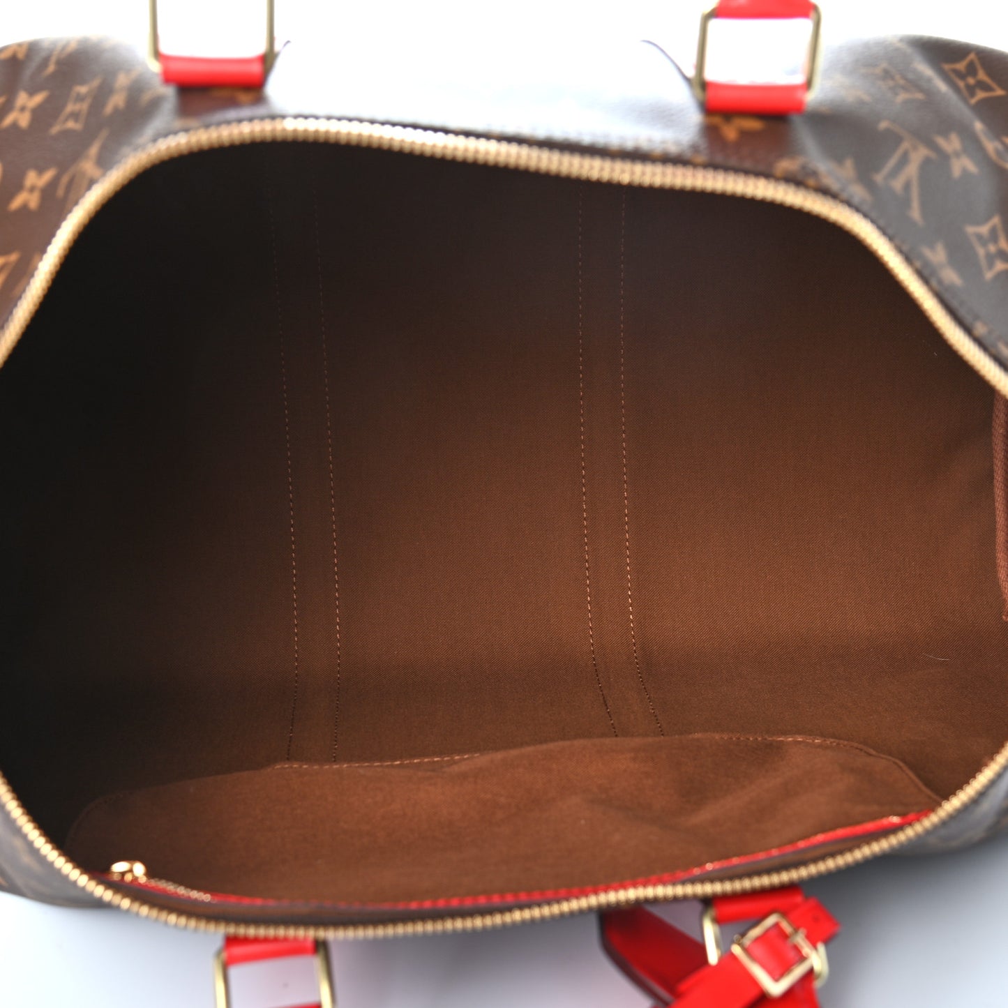 Calfskin Monogram Keepall Bandouliere 50 Coquelicot