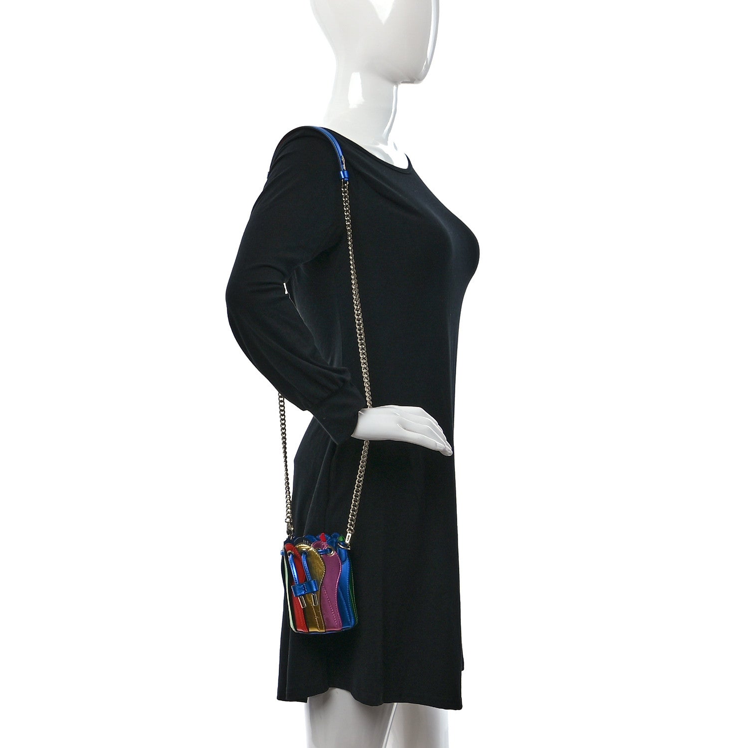 Christian Louboutin Metallic Calfskin Mini Pleated Marie Jane Bucket Bag Multicolor 3 of 8