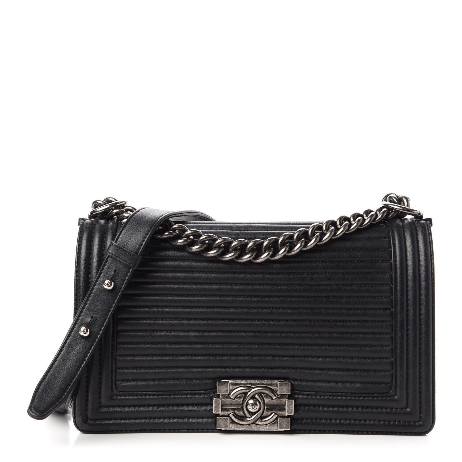 Chanel Calfskin Horizontal Quilted New Medium Boy Flap Black 1 of 10