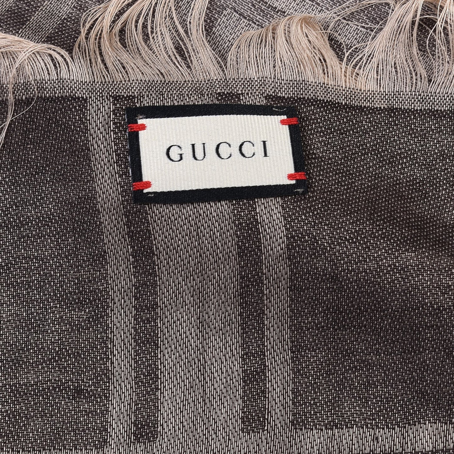 Wool Silk GG Monogram Diamante Plaid Surviee Shawl Beige Dark Brown