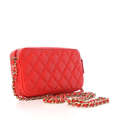 Chanel Caviar Quilted Small Clutch With Chain Red 2 of 4