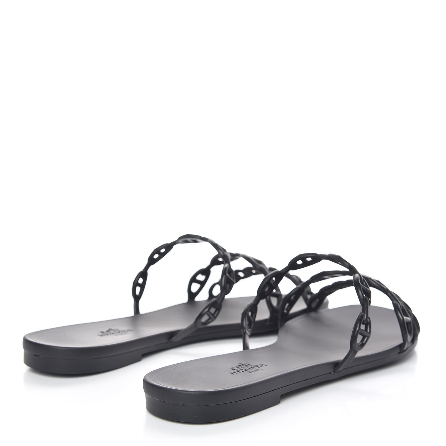 Hermes Rubber Chaine d'Ancre Rivage Sandals 40 Black 4 of 8